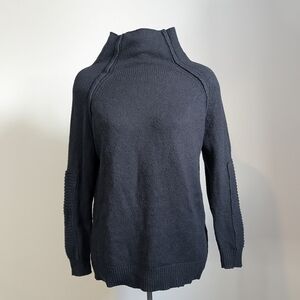 Lolë Montreal Black Wool Alpaca Mock Neck Sweater Large Moto Goth Ski Cozy